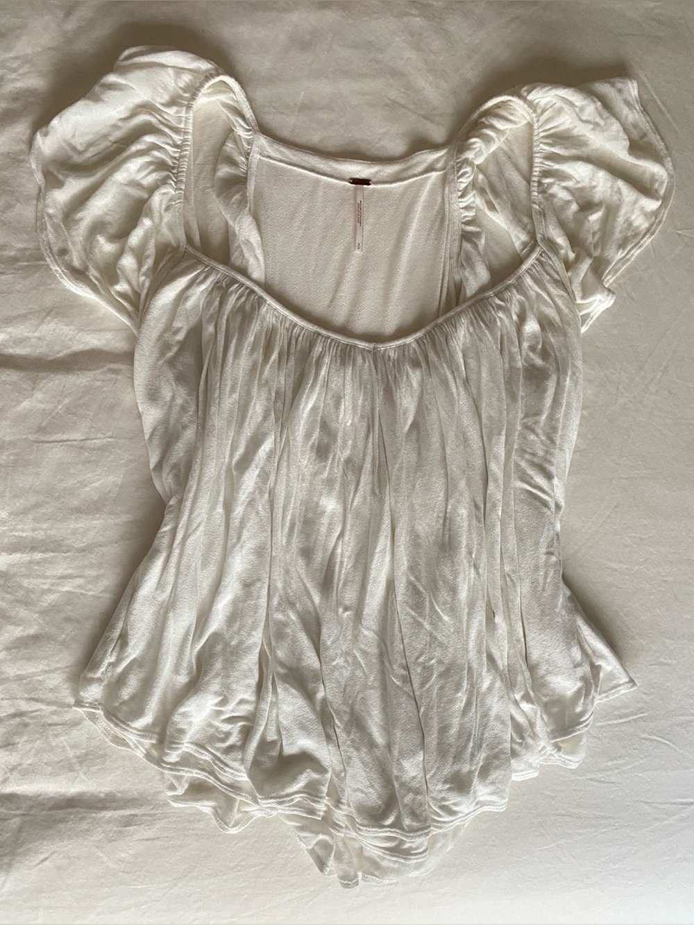 Free People White Flutter Sleeve Top